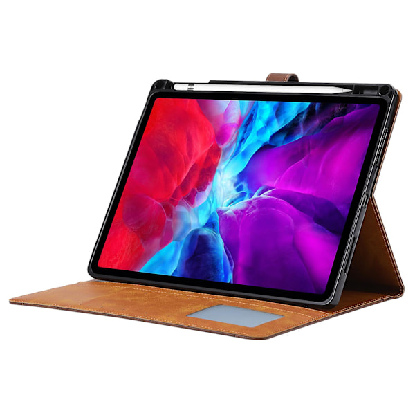 Fodral för iPad Pro 11 (2024) med Auto Wake/Sleep, Läderplånbok, Tablettöverdrag med Kortfack Red