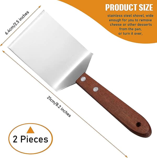 2 Små Brune Cookie Spatel Metal Rustfrit Stål Spatel, Bage Spatel, 2,5 X 8,2 Tommer  (FMY)