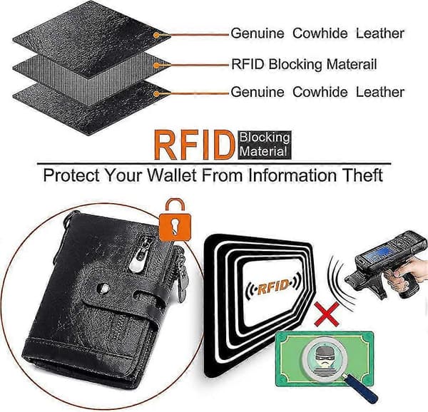 \"Herrplånbok Äkta Läder, Herrplånbok, Liten RFID-skyddsplånbok\" (FMY) STYLE3
