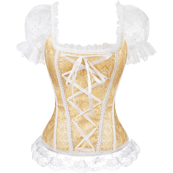 Korsetter för kvinnor Overbust Bustier Top Gothic Sexy Shoulder 8108yellow 8108yellow 6XL