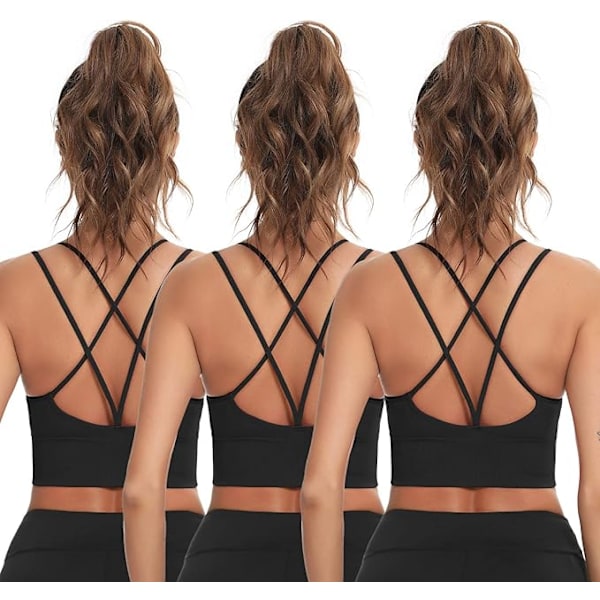 3pcs Women's Sports Bra Crossed Back for Yoga Fitness Training M