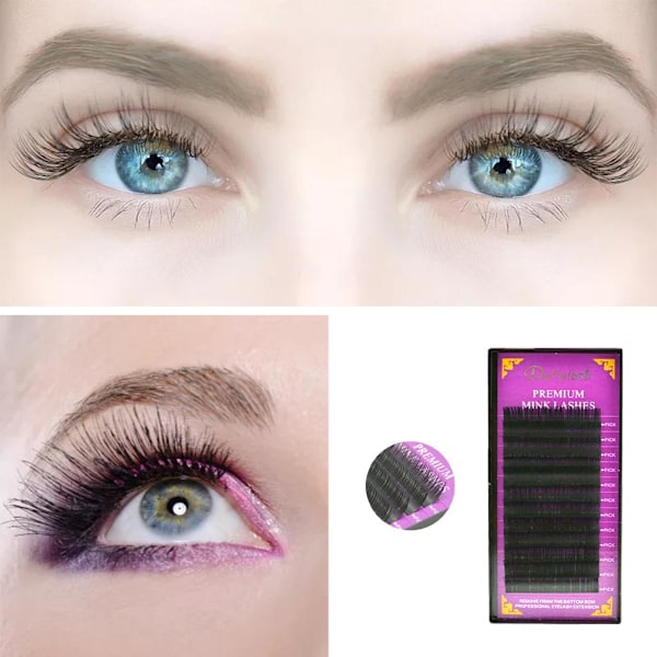 Blandade Mink Individuella Lösögonfransar Fake Lash Semi Perman 11mm 12 row