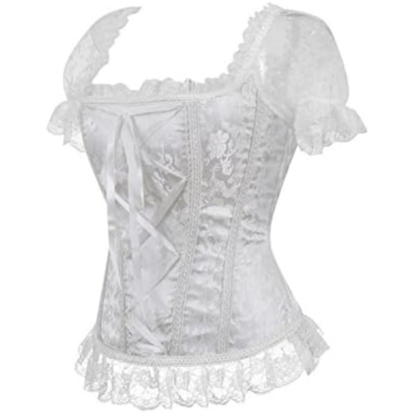 Korsetter för kvinnor Overbust Bustier Top Gothic Sexy Shoulder 8108white 8108white L