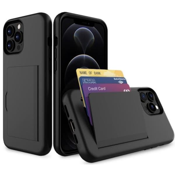 iPhone 13 Kuori Korttitaskulla Suojaava Musta