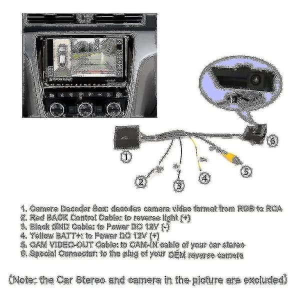 RGB till (RCA) AV CVBS Signalomvandlare Dekoderbox Adapter för Fabriksmonterad Backkamera Golf 6 Cc