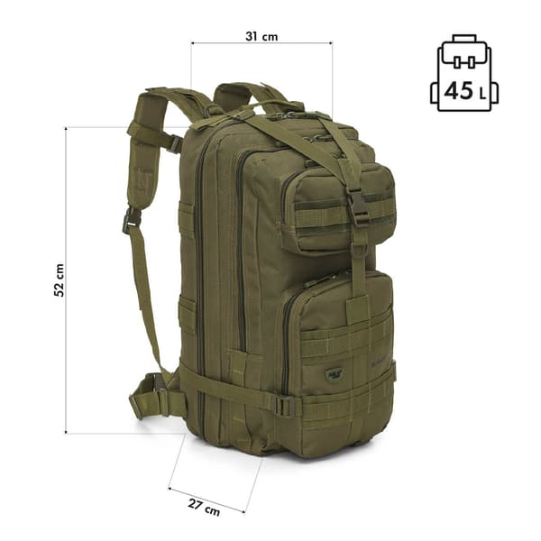 Tactical Backpack, Ranger Green, 45L Capacity 23000