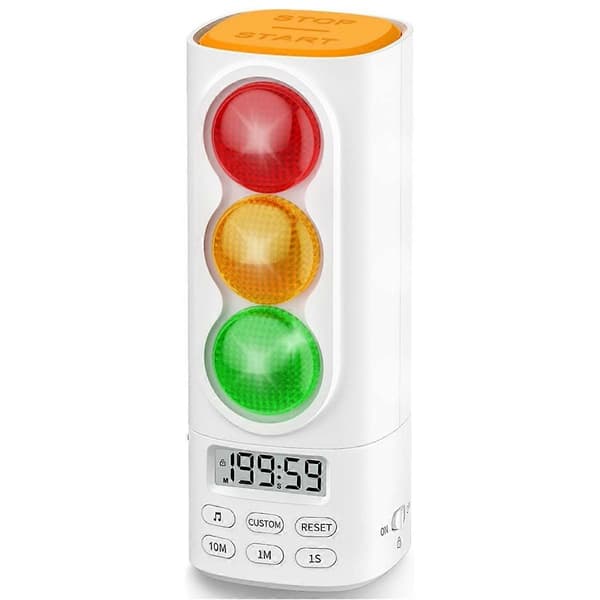 Visuel digital timer med trafiklys, LCD-display med lydstyrkejustering, med 4 ringetoner til børn As Shown