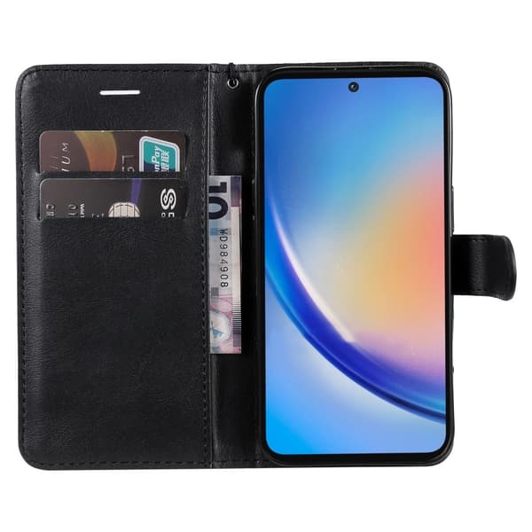 Kompatibel med Samsung Kompatibel med Galaxy A55 5G Etui Solid Læder Sort 77