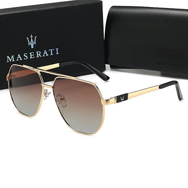 Uudet Maserati aurinkolasit, suuret kehykset, polarisoidut ajolasit, Maserati miehille pakkauksen kanssa Color D