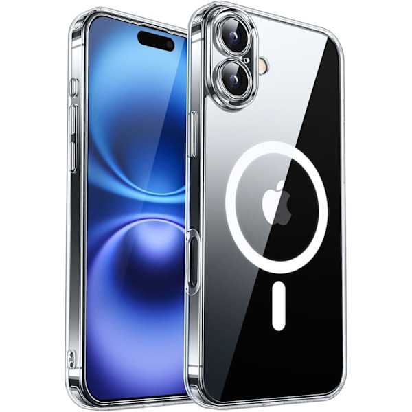 Magnetiskt skal för iPhone 16 Pro Max med fullständigt kameraskydd [MagSafe-kompatibelt] [Transparent matt] Skyddande mobilskal, Lila Klar Clear iPhone 16