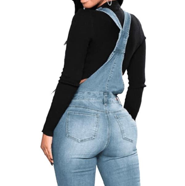 Avslappede jeans med seler for kvinner XL