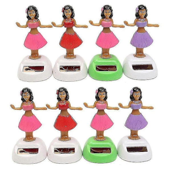 8x Soldriven Dansande Hula-flicka Gungande Bobble Leksak Gåva För Bil Dekoration