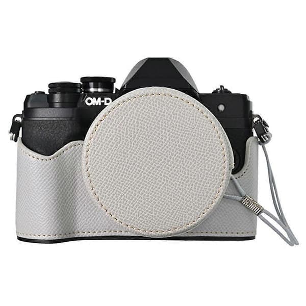 Læretui med halv kropp og objektivdeksel til Olympus OM-D E-M10 Mark IV, skulderstropp - G Multicolor Grey