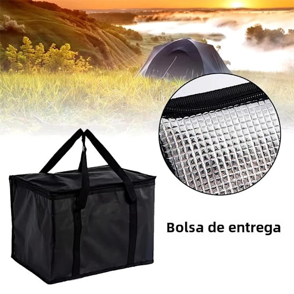 1 Hushålls Non-Woven Termisk Isolering Bärbar Picknickväska, Stor Kapacitet Matleverans, Utomhus, Picknick Termisk Väska, Svart black