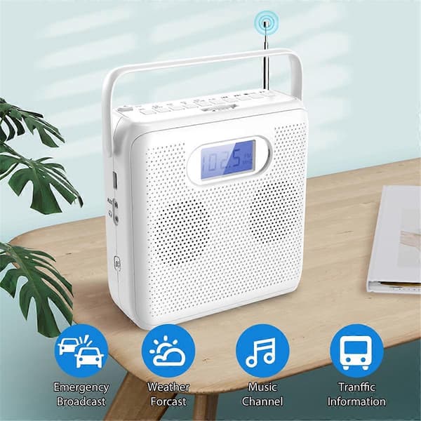 Kannettava Bluetooth CD-soitin pystyasennolla, CD-radio-kaiuttimet White