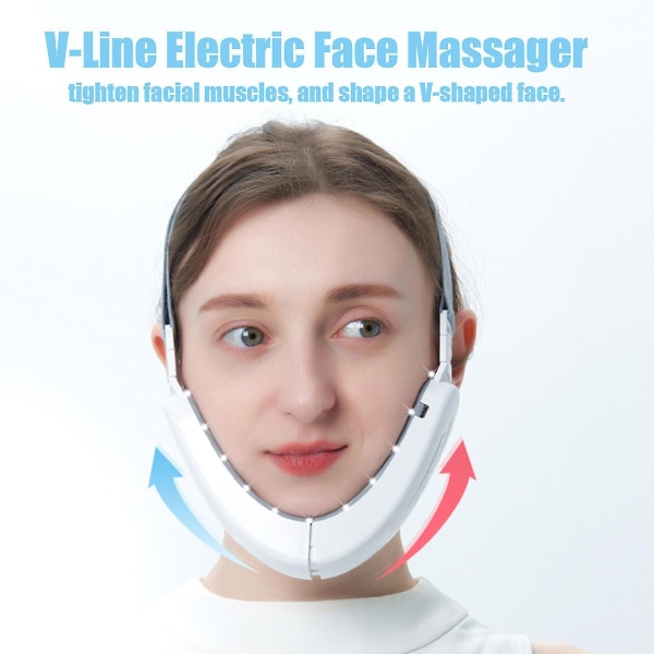 Intelligent elektrisk V-ansiktsformande massageapparat Dubbelhakreducerare Ansiktslyftande maskin Mikroströmsansiktslyftning Bantning V-ansiktslyftbälte Be Pink buzzer