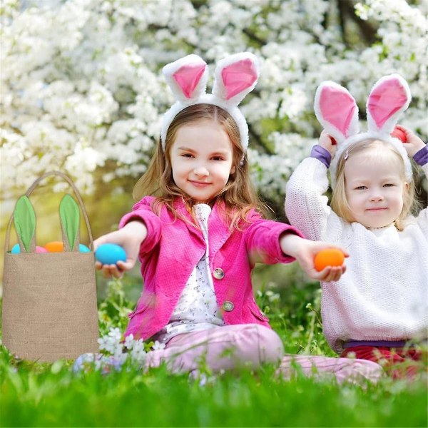 Easter Basket Bag - Bunny Rabbit Ear Design - Matvarukorgar Barnfest Presentpåsar Brown-p