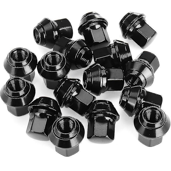 16st HJULMUTTRAR - FÖR FORD FIESTA SVART LÄTTMETALL MK4 MK5 MK6 MK7 MK8 (M12x1.5)