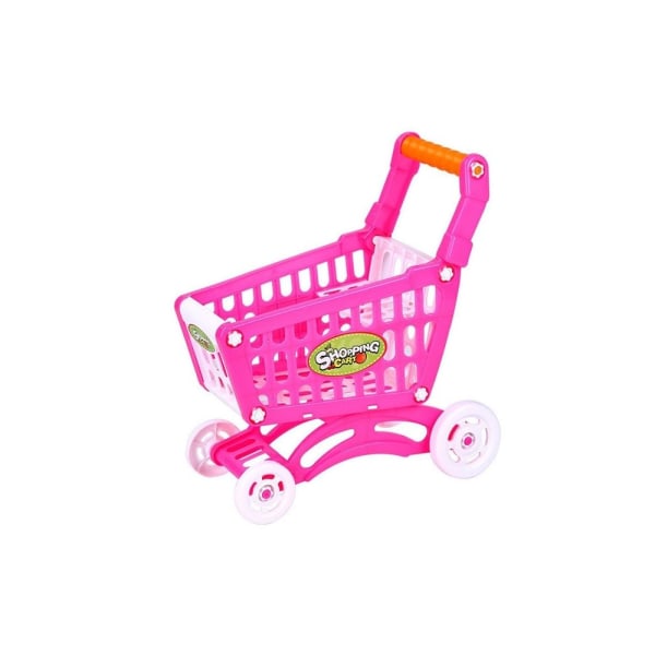 Barnleksak Hand Push Simulering Plast Mini Supermarket Kundvagn Baby Fun Toddler Rosa