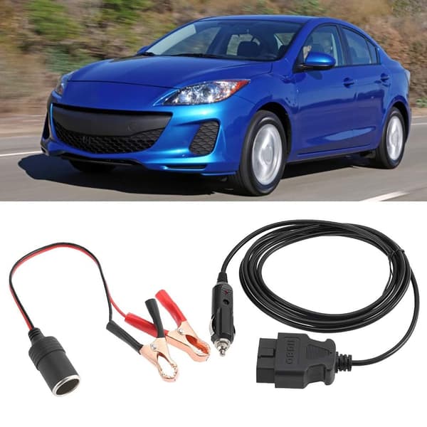 OBD2 Memory Saver Connector Car Power Supply Cable with Two Alligator Clips