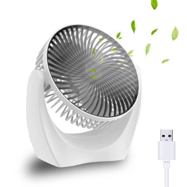 USB bordventilator, bærbar køleventilator med justerbar hastighed og roterende hoved