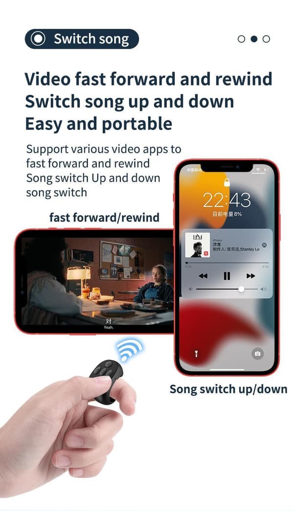 TikTok Scrolling Ring Remote Control, Wireless Bluetooth Scrolling Ring, Camera Shutter Remote Control for Phone iOS, Android