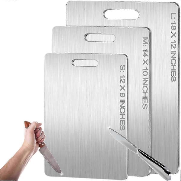 3-piece Titanium Cutting Board Set, 100% Pure Titanium for Kitchen Use with Advanced Hygiene and Durability for Home Kitchens