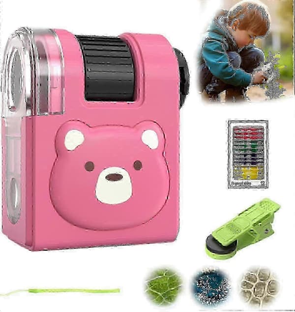 Bærbart Mini Mikroskop til Børn Pink