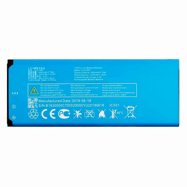 Kompatibel med Alcatel 1 3.85V 2000mAh Li-ion Batterienhet (Kod: TLi019D7) (utan logotyp)
