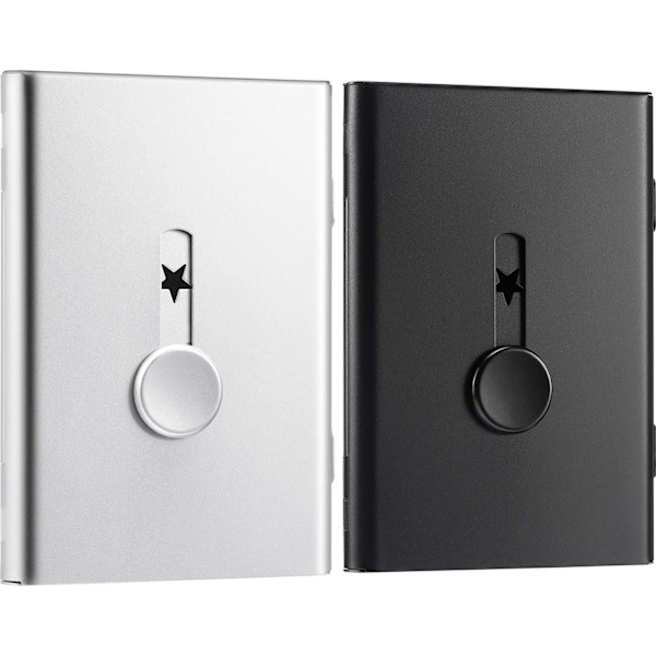 2-pack visitkortshållare, USB-minnesfodral Utskjutbar visitkortshållare Rostfritt stål Kortfodral Utmärkt design för
