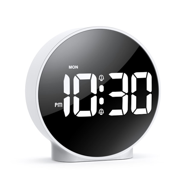 Digital Väckarklocka LED Bordsklocka Snooze Visningstid Nattlampa Skrivbords Rund Klocka USB Väckarklocka Heminredning Gåvor 3 Färger White