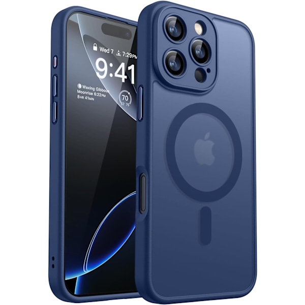 Magnetiskt skal för iPhone 16 Pro Max med fullständigt kameraskydd [Kompatibelt med MagSafe] [Transparent matt] Skyddande mobilskal, Deep Blu Purple Deep Blue iPhone 16 Pro Max