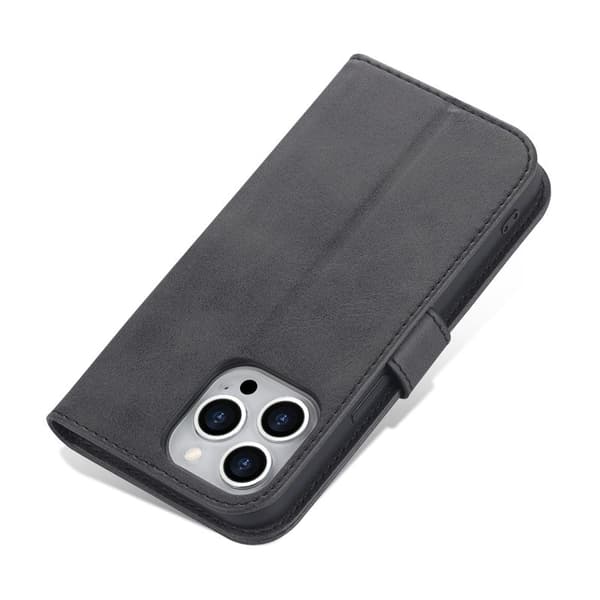 AZNS iPhone 14 Pro Wallet Case Artificial Leather - Shockproof - Black