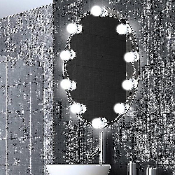 Spegelbelysningskit, LED Smyckes Makeup Lampa 10 Lampor Dimbar Självhäftande Spegel USB för Omklädningsrum, Badrum, Sovrum - Perfekt