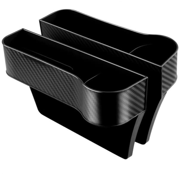 Car Seat Organizer, 2-pack Console Side Pockets, Multifunctional Storage Box with Cup Holder, Car Accessories (Black)