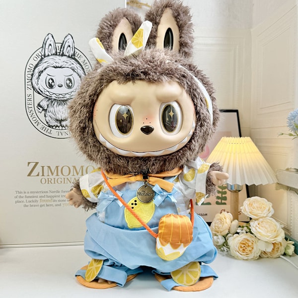/NC/58cm Zimomo Docka Vinyl Labubu Plysch Kläder Söt Klänning Outfit Kläder Endast Labubu 58cm kläder utan d 58cm clothes without doll M lemon set