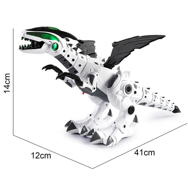 Elektrisk Walking Dragon Roaring Toy Led Fire Andningsvatten Spray Dinosaurie