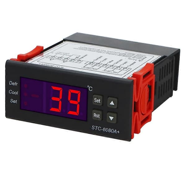 -8080A+ Digital Temperaturregulator 220V Regulator Kølelagre Frysesensor Hygrometer 40%
