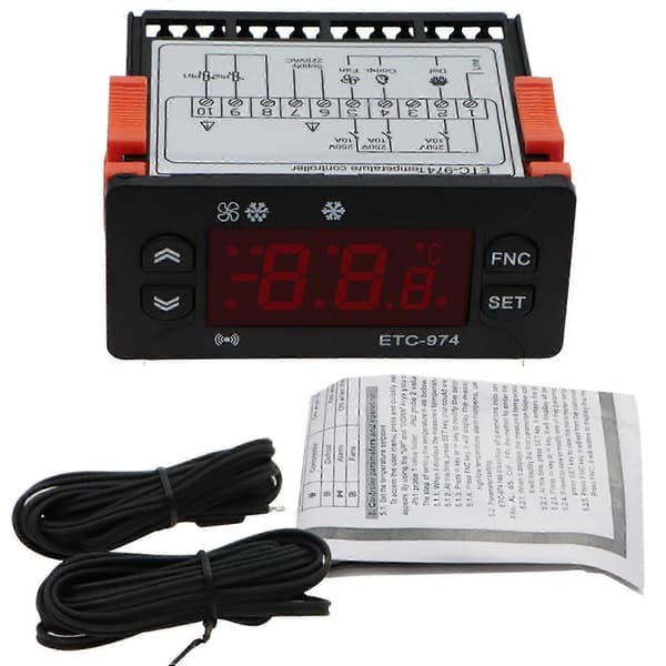ETC-974 Digital Temperaturregulator Mikrocomputer Termostater Termostat Kølealarm 220V Sensor JP