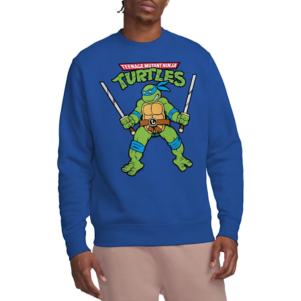 Teenage Mutant Ninja Turtles Unisex Aikuisten Leonardo Retro Collegepaita, Royal Blue Royal Blue M