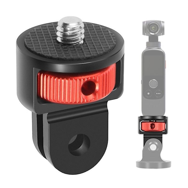 SS45181-A1 Aluminiumlegering 1/4 tomme Skrue Tripod Adapter til Insta360 Gopro DJI, 360 Graders Roterende Multicolor Black Red