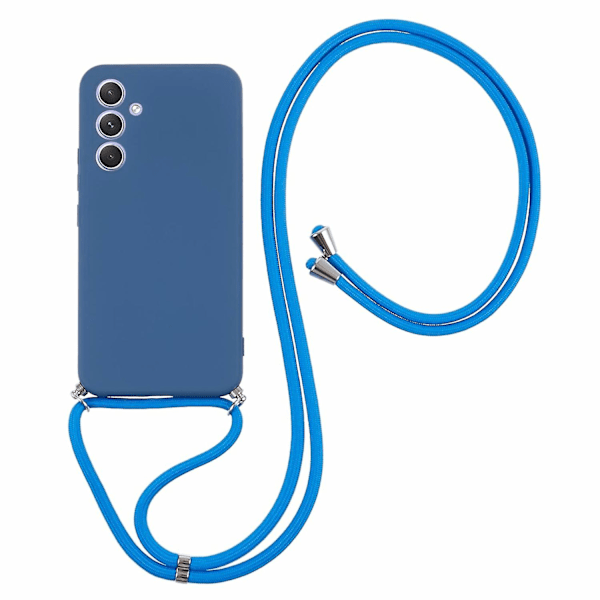 För Samsung Galaxy A54 5G TPU Skal Fiberfoder Gummibelagt Skydd med Lång Snodd Azure Style G Samsung Galaxy A54 5G