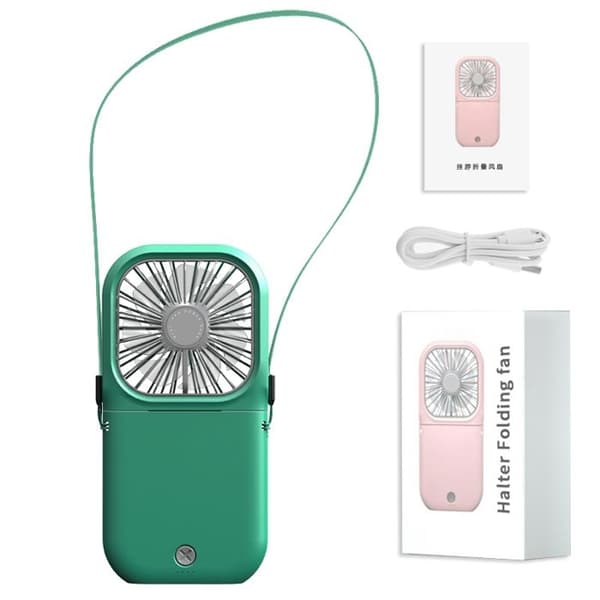 Bærbar Mini Halskædeventilator, USB Genopladelig, Sammenklappelig Lommeventilator, Køleventilator