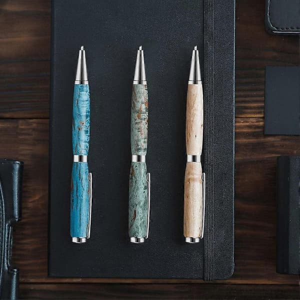 20 st 7 mm smalt pennset med påfyllningar Träroterande pennkit svarvningsmaterial för DIY kopparvän Silver