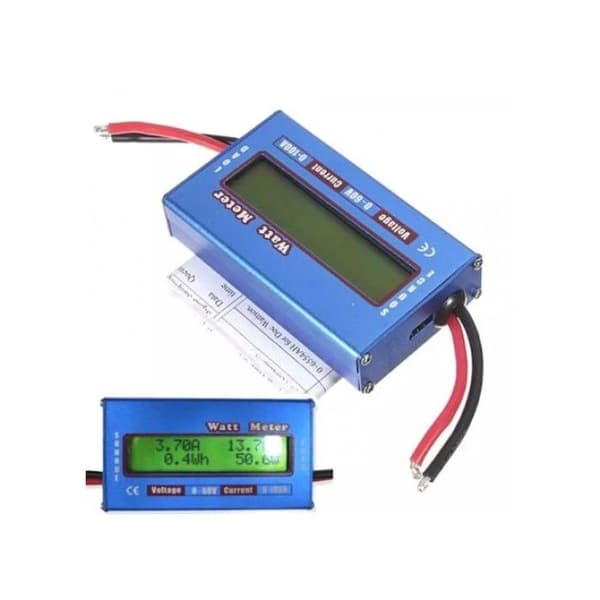 Voltmeter, wattmeter och ammeter, multifunktionell, digital multimeter, 4 - 60 V, 100 A, blå färg.