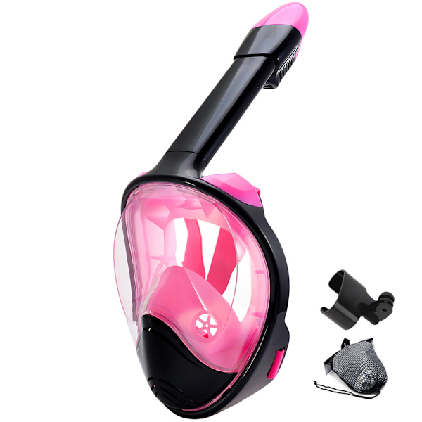 Fuld Snorkelmaske med Kameramontering 180 Graders Panoramaudsigt Green Black L/XL