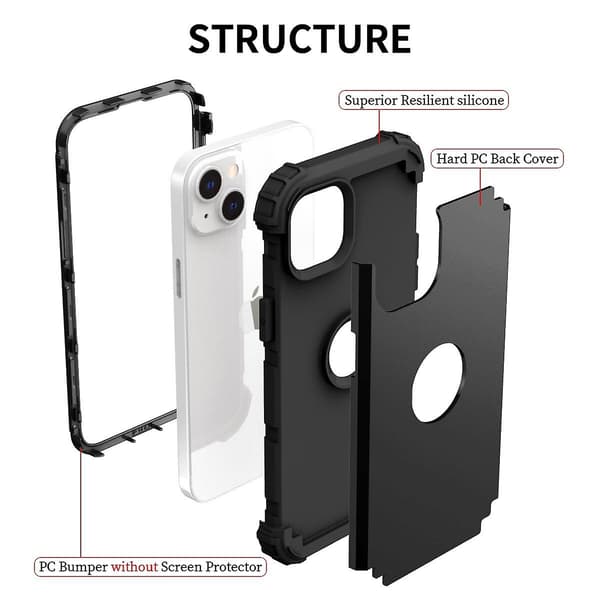 Silikon Hybrid PC- phone case för iPhone 15 Black