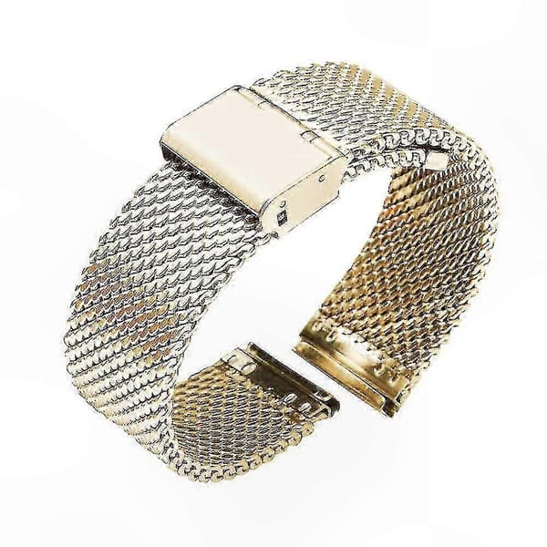 Rustfrit stål mesh urrem med quick release - 18mm 20mm 22mm 24mm universal pasform håndledsrem i sort Gold 24mm
