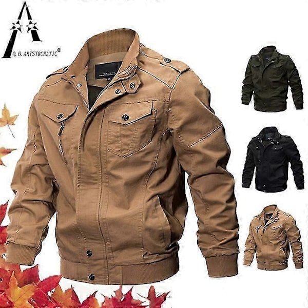 Bomberjacka i Större Storlekar Militär Herr Vår Höst Casual Flerficks Pilotjackor Manlig Armé Cargo Flyg Herrjackor M-6xl 4xL  For  87.5Kg Black 1218
