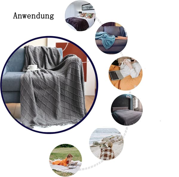 Ullfilt myk strikket ullfilt, duskfilt, sofafilt, sovefilt